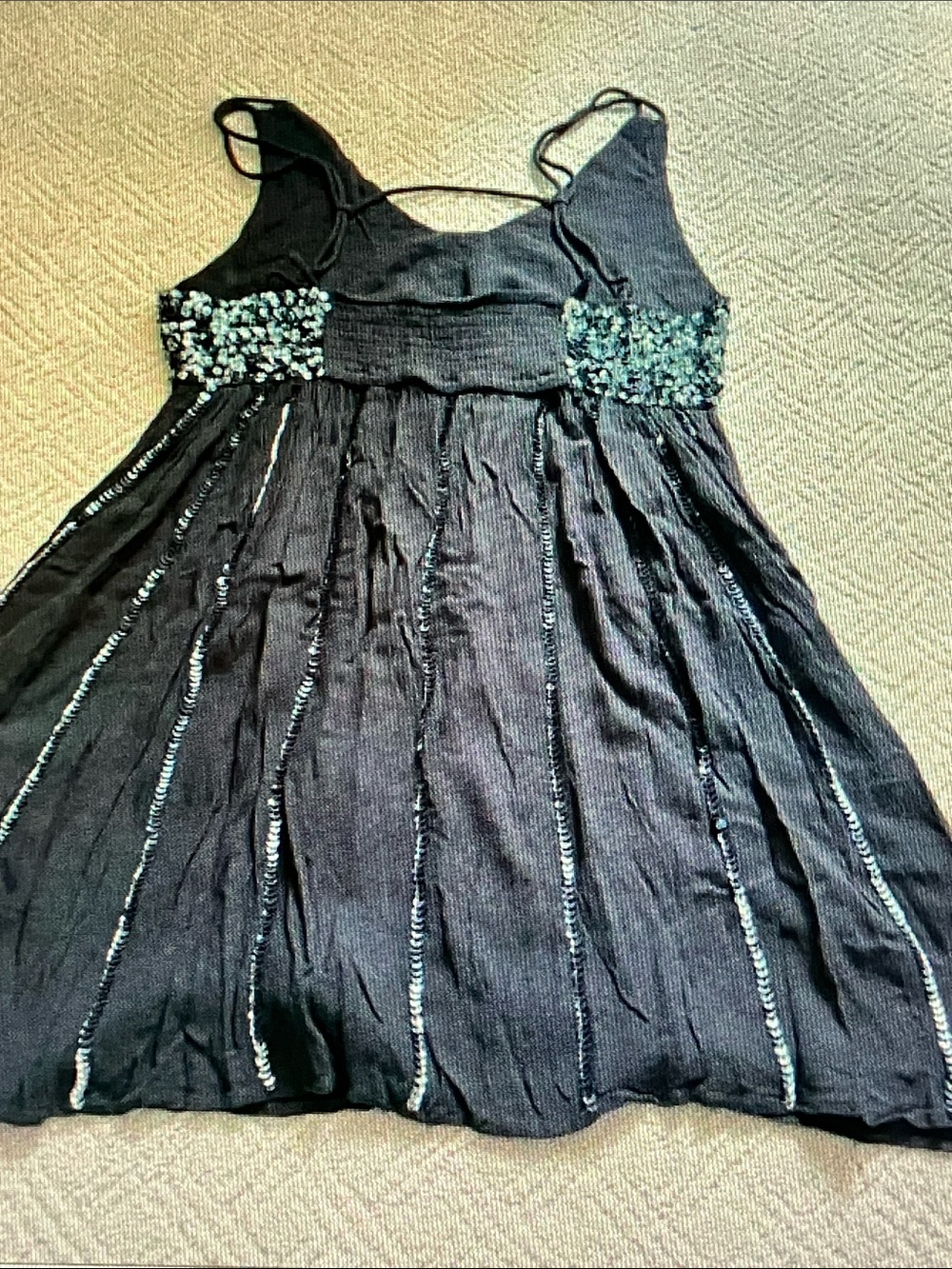 Free People Black Mini Dress with Teal Sequin Bodice - Picture 6 of 6